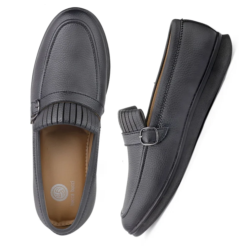 Bacca Bucci Matte Black ROME Dress Loafers Moccasins & Driving Shoes for Men | Best Price UAE